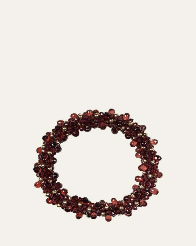 14K Yellow Gold Garnet Beaded Bracelet